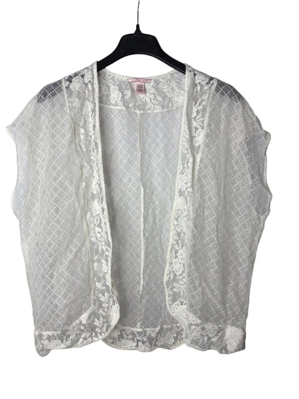Victoria's Secret White Lace Open Front Kimono Top Size XS